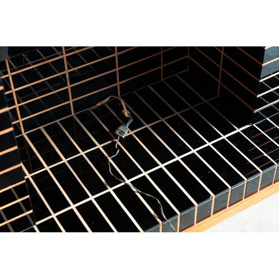 Image 1 of Vintage glass and rosewood sideboard with mirror by Luigi Brusotti, Italy 1990