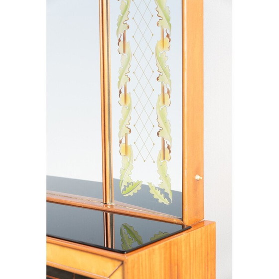 Image 1 of Vintage glass and rosewood sideboard with mirror by Luigi Brusotti, Italy 1990