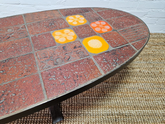 Image 1 of Jean Jaffeux coffee table in lava stone and ceramic