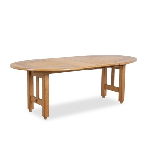 Vintage oval table in natural oak by Guillerme et Chambron, France 1970