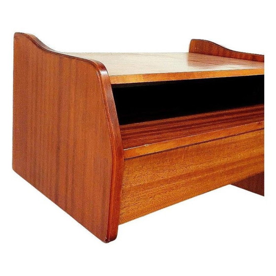 Image 1 of Coppia di comodini da parete vintage svedesi in mogano con cassetto, Svezia anni '50