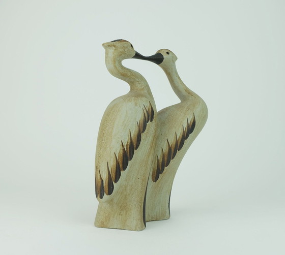 Image 1 of sgrafo mid century ceramic FIGURINE paire de grues 1970s model no. 1152