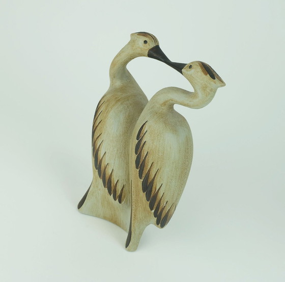 Image 1 of sgrafo mid century ceramic FIGURINE pair of cranes 1970s model no. 1152