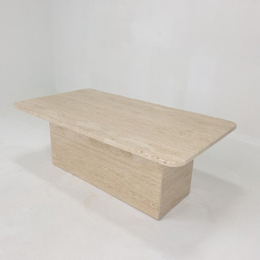 Vintage travertine coffee table, Italy 1980