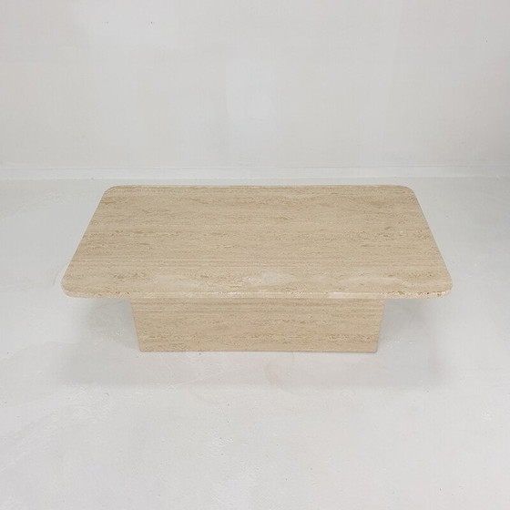 Image 1 of Tavolino da caffè vintage in travertino, Italia 1980