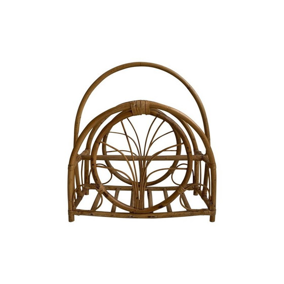 Image 1 of Porta riviste vintage in bambù e vimini