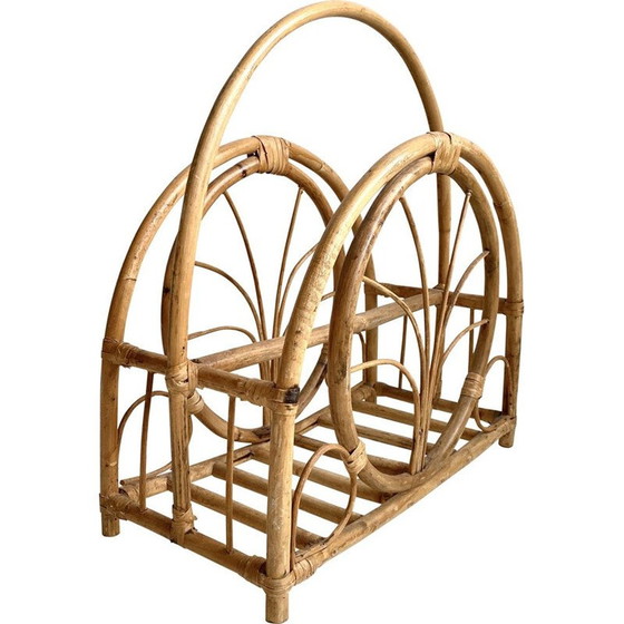 Image 1 of Porta riviste vintage in bambù e vimini