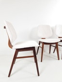 4 chaises vintage teck crème tissu côtelé nouvellement tapissées