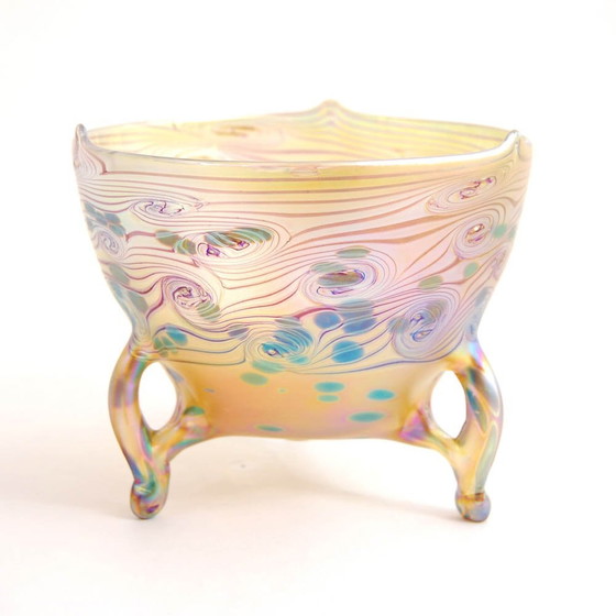 Image 1 of Bohemian Jugendstil / Art Nouveau Bowl On Three Open Feet 