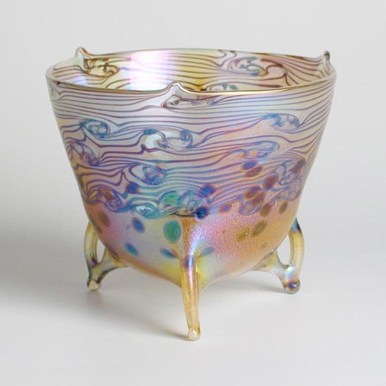 Image 1 of Bohemian Jugendstil / Art Nouveau Bowl On Three Open Feet 