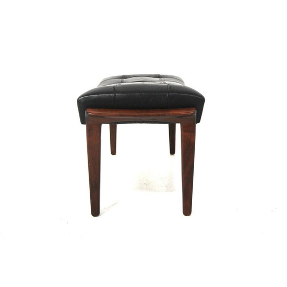 Image 1 of Vintage beech and leather footstool for Bröderna Andersson, Sweden 1960