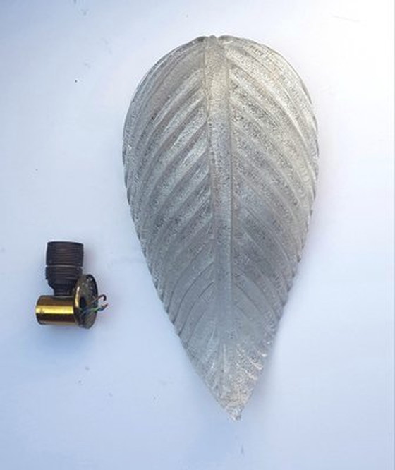 Image 1 of Mid-Century Murano Glass Leaf Shaped Wall Light From Barovier & Toso, 1950S