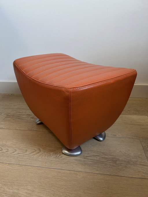 Leolux Balou Hocker / Footstool Orange Leather