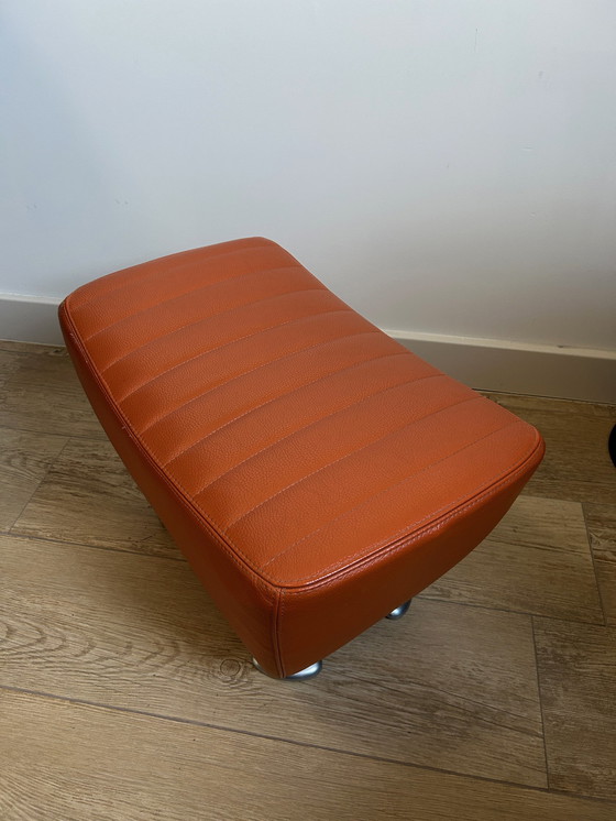 Image 1 of Leolux Balou Hocker / Footstool Orange Leather