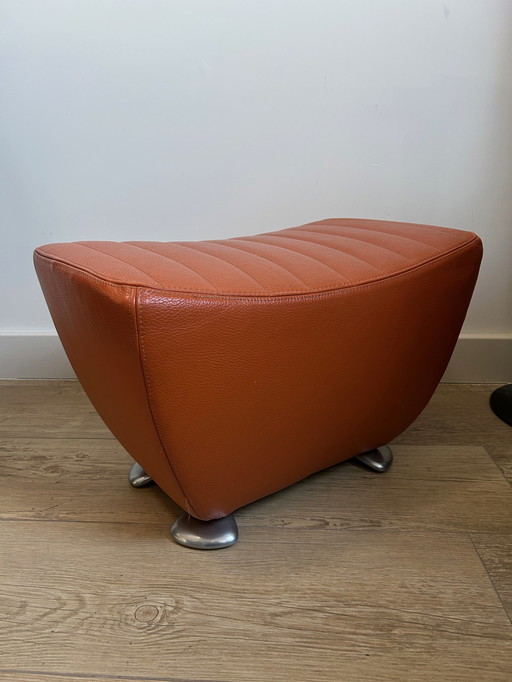 Leolux Balou Hocker / Footstool Orange Leather