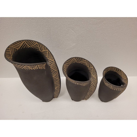 Image 1 of Set of 3 vintage terracotta vases, France