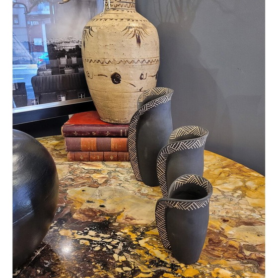 Image 1 of Set of 3 vintage terracotta vases, France