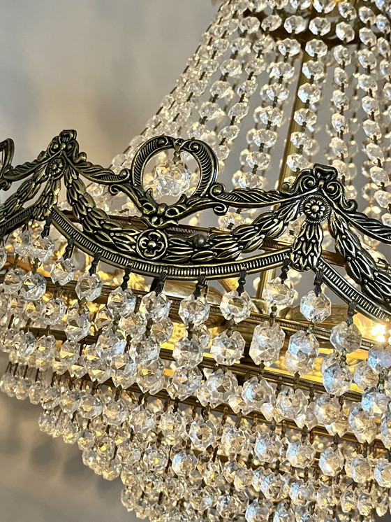 Image 1 of 3X Peris Andreu Design Crystal Bronze Chandelier