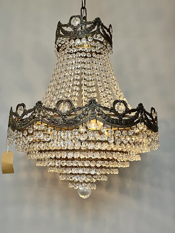 Image 1 of 3X Peris Andreu Design Crystal Bronze Chandelier