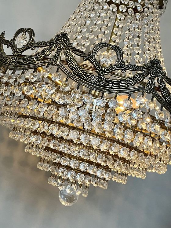 Image 1 of 3X Peris Andreu Design Crystal Bronze Chandelier