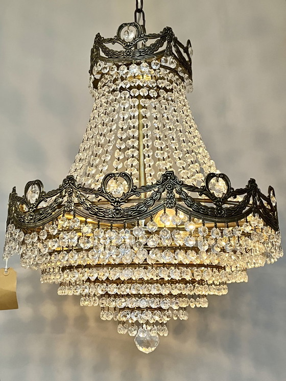 Image 1 of 3X Peris Andreu Design Crystal Bronze Chandelier