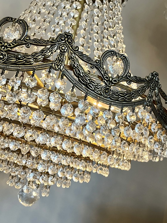 Image 1 of 3X Peris Andreu Design Crystal Bronze Chandelier