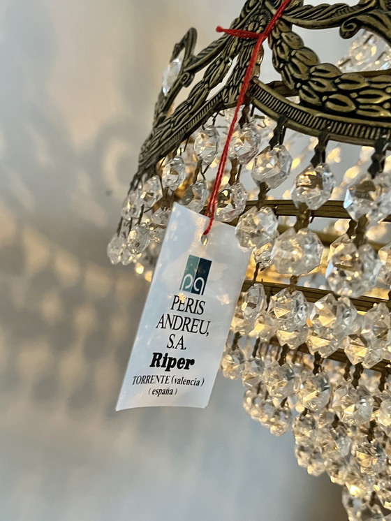 Image 1 of 3X Peris Andreu Design Crystal Bronze Chandelier