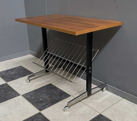 Image 1 of audio or reading table with rack 1970s