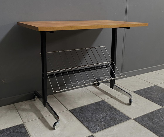 Image 1 of audio or reading table with rack 1970s