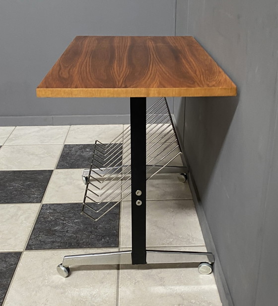 Image 1 of audio or reading table with rack 1970s