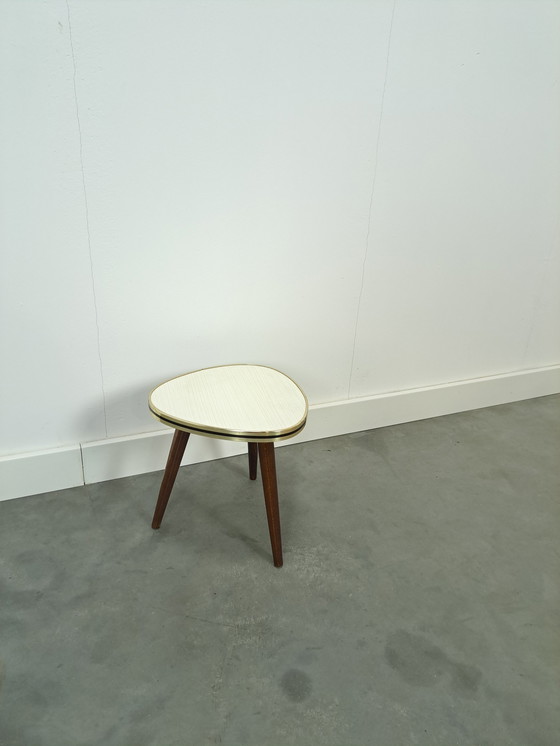 Image 1 of Small side table white formica top, vintage plant table