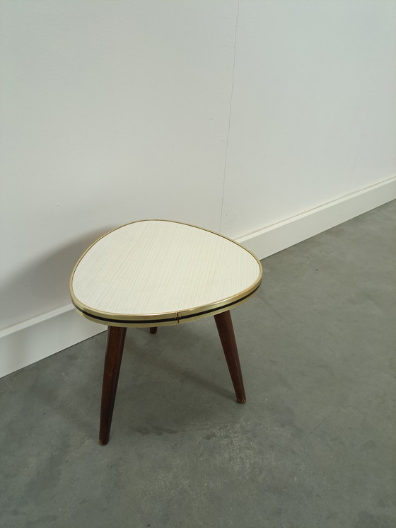 Image 1 of Small side table white formica top, vintage plant table