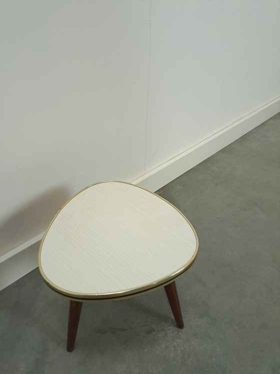 Image 1 of Small side table white formica top, vintage plant table