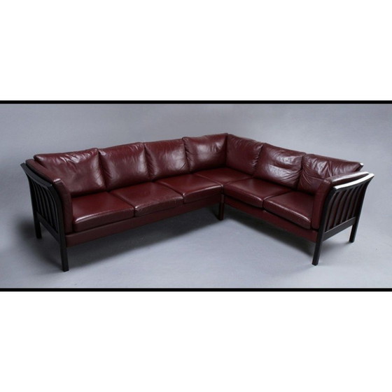 Image 1 of Danish vintage model New York leather corner sofa by Hurup Mobelfabrik, 1970s