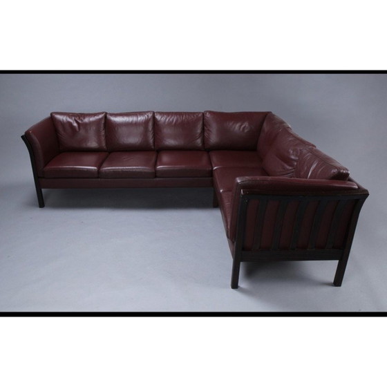 Image 1 of Danish vintage model New York leather corner sofa by Hurup Mobelfabrik, 1970s