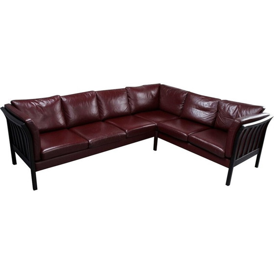 Image 1 of Danish vintage model New York leather corner sofa by Hurup Mobelfabrik, 1970s