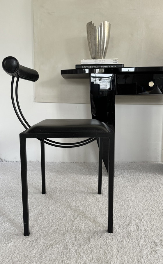 Image 1 of Silla de cuero y acero posmoderna