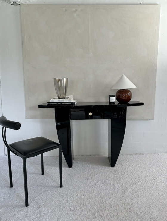 Image 1 of Silla de cuero y acero posmoderna