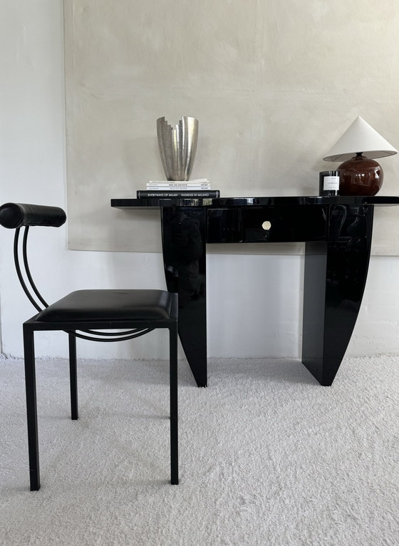 Image 1 of Silla de cuero y acero posmoderna