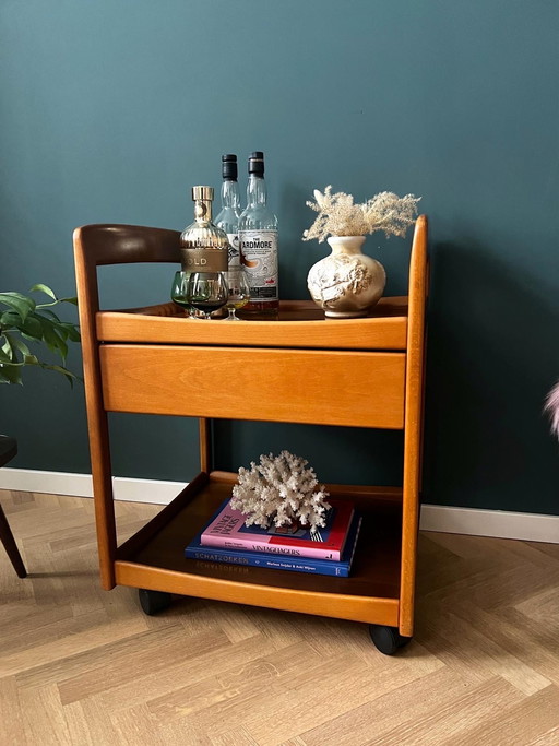 Barcart design danois avec tiroir en bois massif