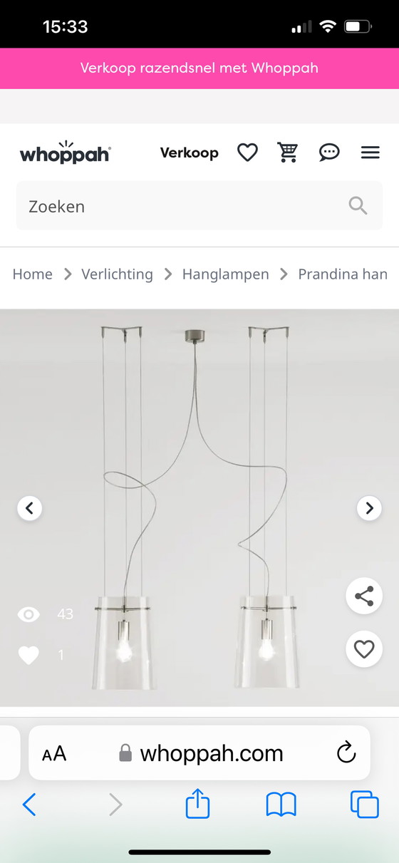 Image 1 of 2x Lampe suspendue en verre