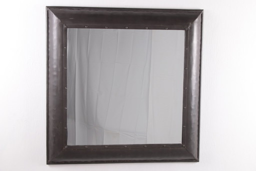 Brutal metal square wall mirror,1980