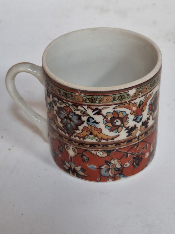 Image 1 of 6 Porcelain Coffee Cups With Saucers