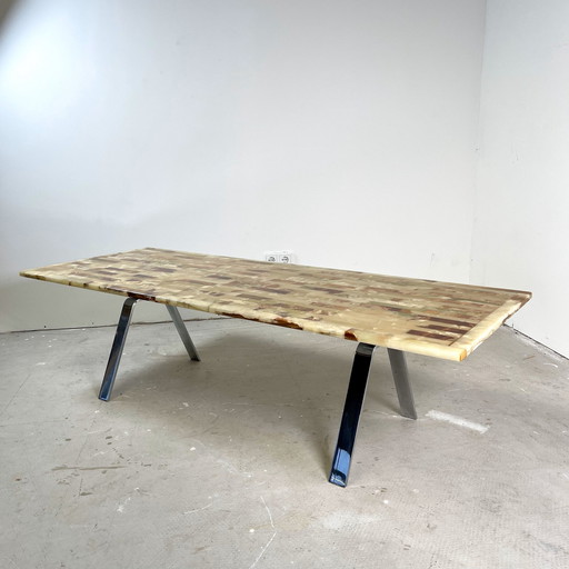 Coffee Table Onyx Marble With Chrome Base