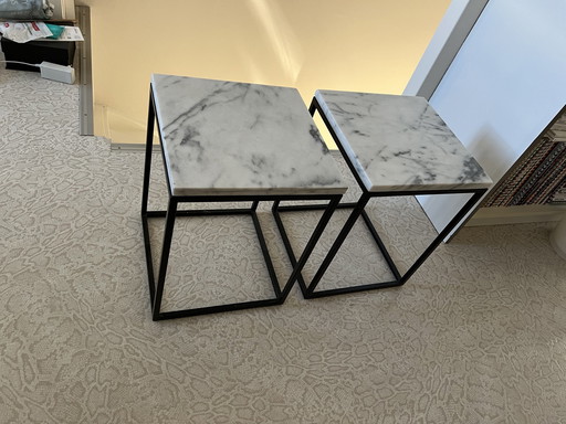 2x Carrara Marble Side Tables