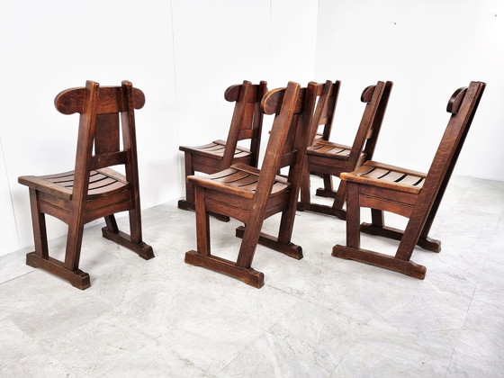 Image 1 of 6x Vintage brutalist dining chair