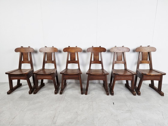 Image 1 of 6x Vintage brutalist dining chair