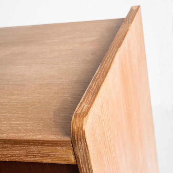 Image 1 of Vintage high sideboard. Oak and embero veneered wood. France, 1960s