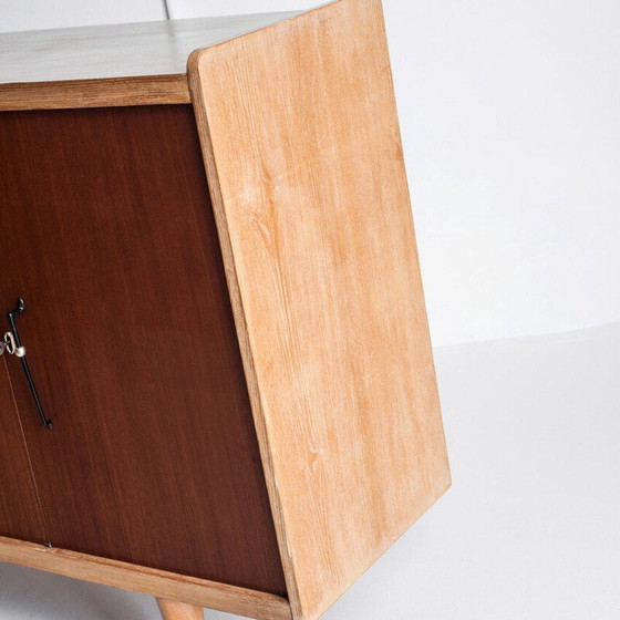 Image 1 of Vintage high sideboard. Oak and embero veneered wood. France, 1960s