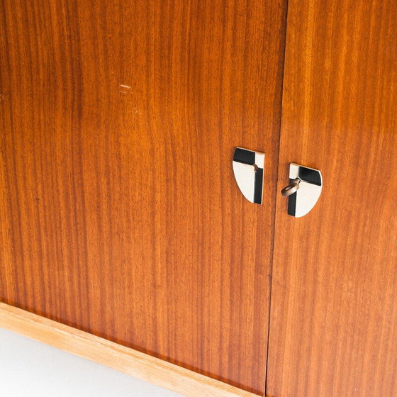 Image 1 of Vintage high sideboard. Oak and embero veneered wood. France, 1960s